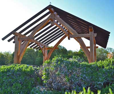 Pavilion in lavender field