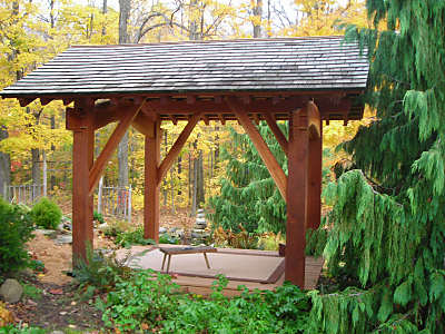 Timber frame garden pavilion